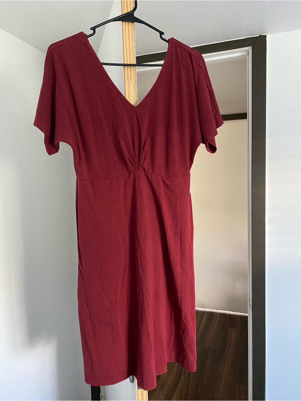 Pact Burgundy V-Neck Dress